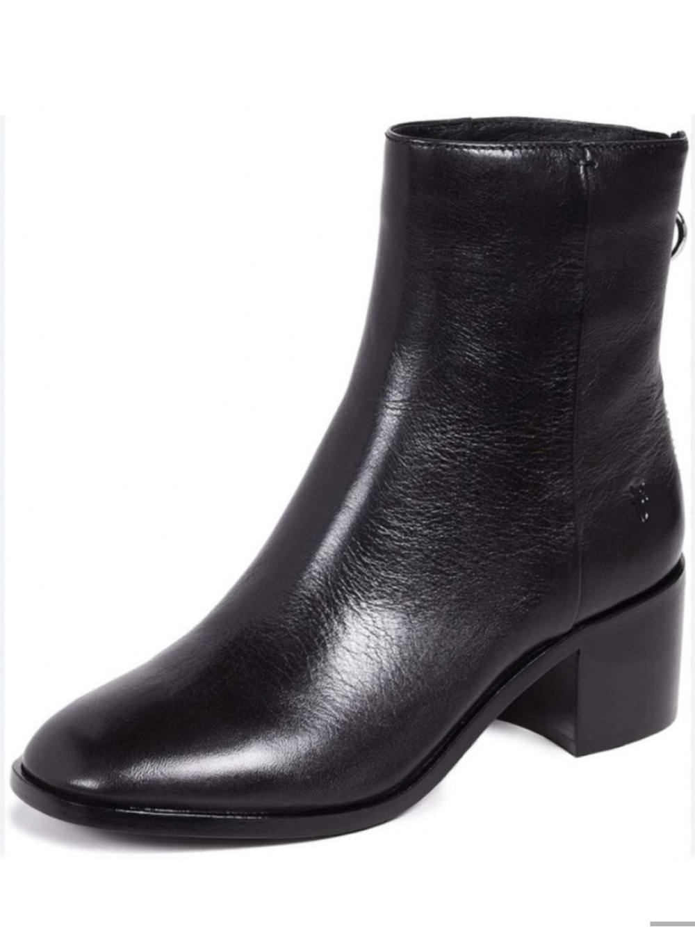 Frye Emilia Short Black Leather Ankle Boots